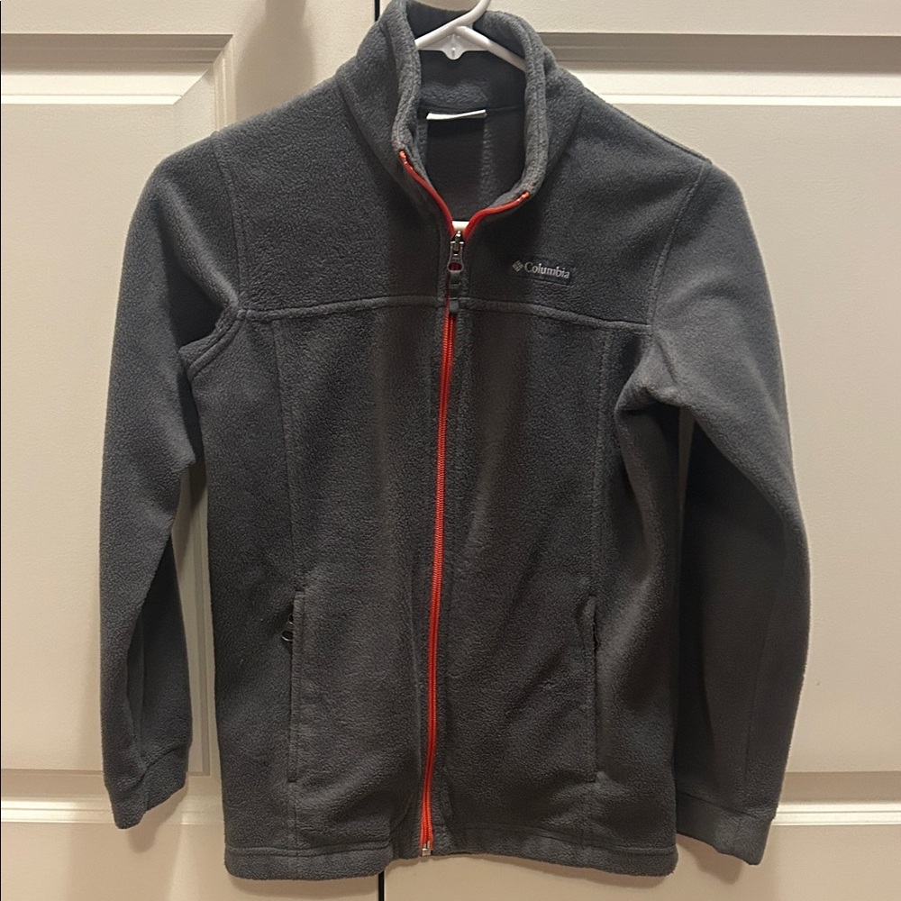 Columbia Kids Charcoal Fleece Jacket with Red Zipper